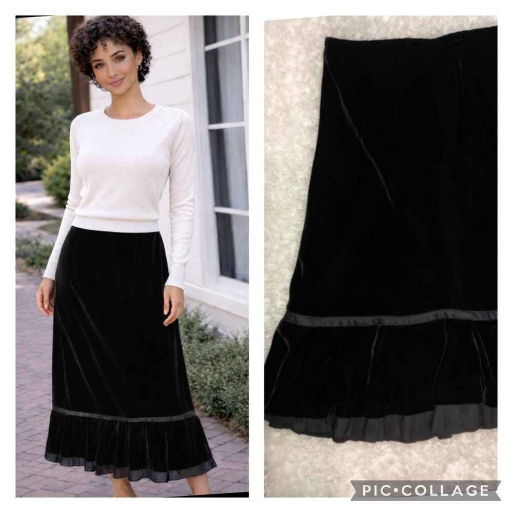 Black velour with silk trim skirt